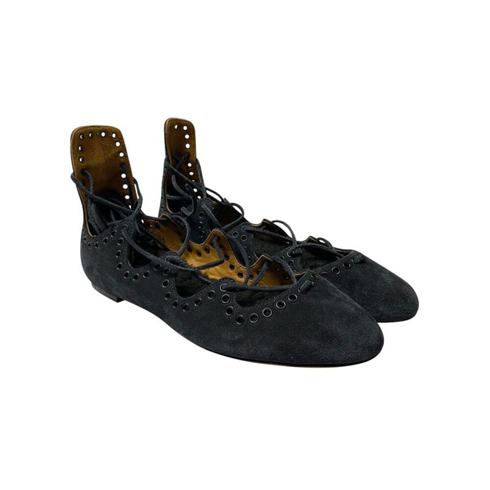 Isabel Marant Lace Up Flats in Black Suede - Picture 8 of 10